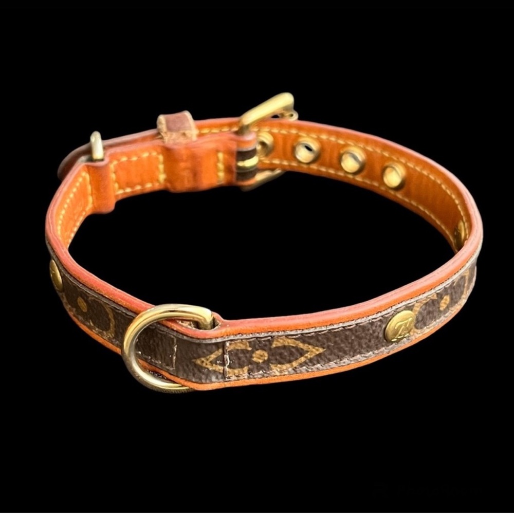 Authentic Louis Vuitton monogrammed leather dog collar